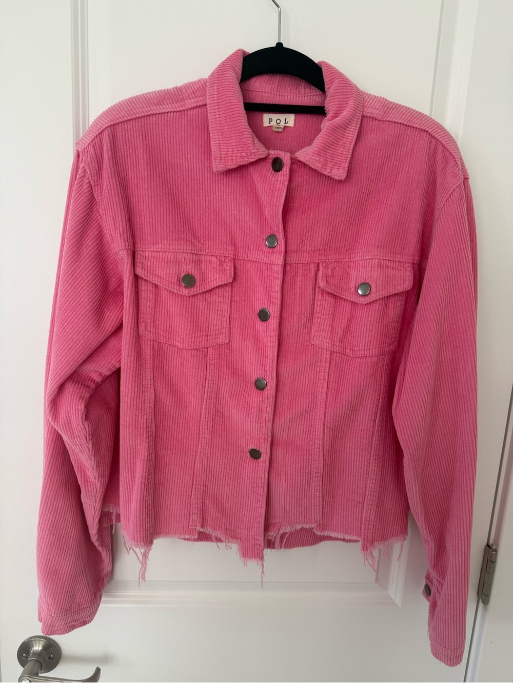 POL Bright Pink Corduroy Button-Front Jacket